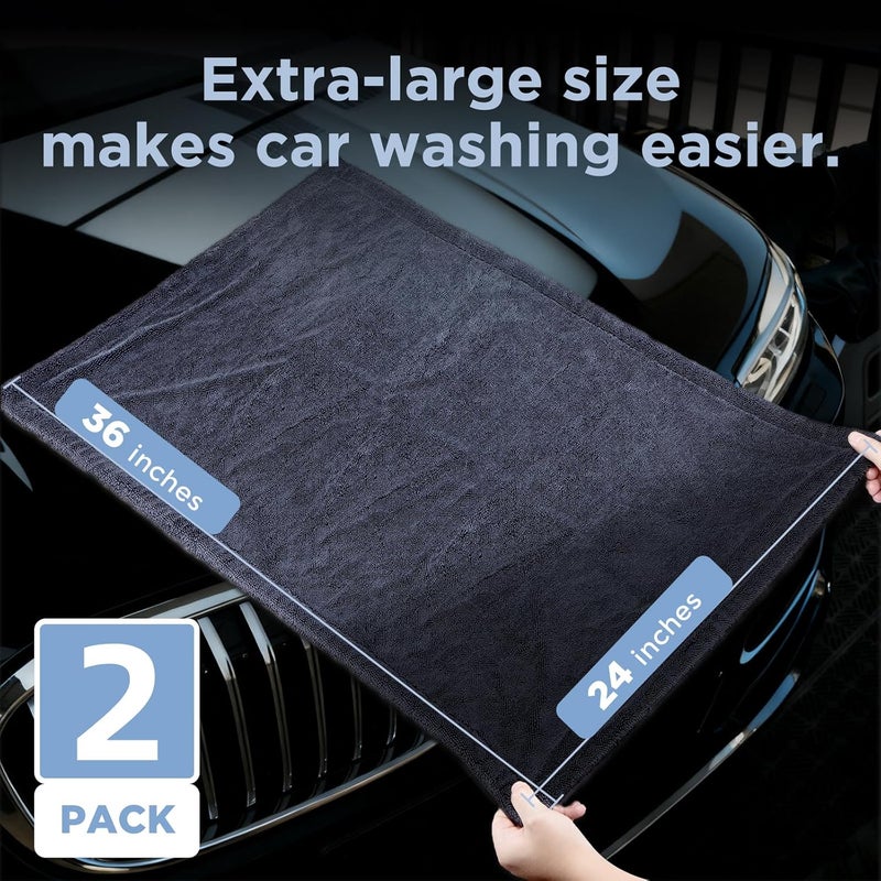 LBLVBNEWD 2-Pack 1200GSM Microfiber Car Drying Towels, Extra Large Twisted-Loop Absorbent Drying Towel for Cars and Trucks, Without Streaks, Scratches, or Water Spots (35"x 24") - Image 4